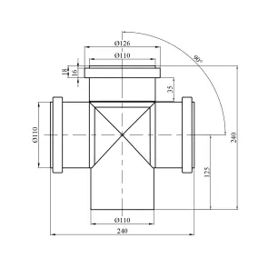 Хрестовина для внутрішньої каналізації Rozma 110х110х110/90° №2