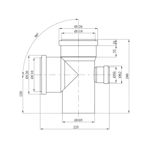 Хрестовина для внутрішньої каналізації Rozma 110х110х50/90° №2