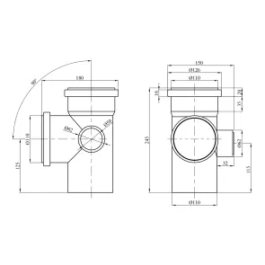 Хрестовина для внутрішньої каналізації Rozma 110х110х50/90° (права) №2