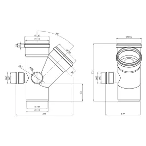 Крестовина двухплоскостная для внутренней канализации Rozma 110х110/45°+2x50/90° №2