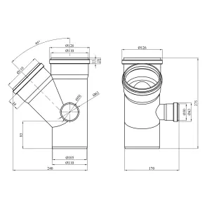 Крестовина двухплоскостная для внутренней канализации Rozma 110х110/45°+50/90° №2