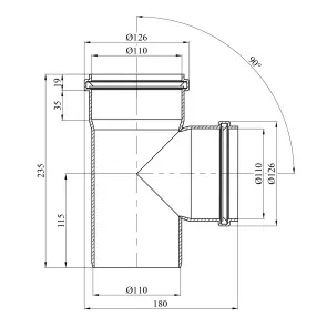 Трійник для внутрішньої каналізації Baux 110х110/90° №2