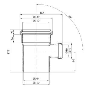 Тройник для внутренней канализации Rozma 100х50/90° №2