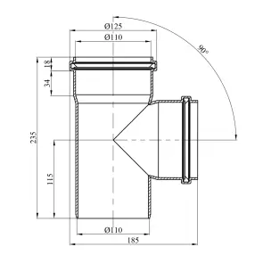 Трійник для внутрішньої каналізації Rozma 110х110/90° №2
