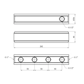 Коллектор балка Karro на 4 выхода 1"x1/2" РО латунный KR-2001 №2