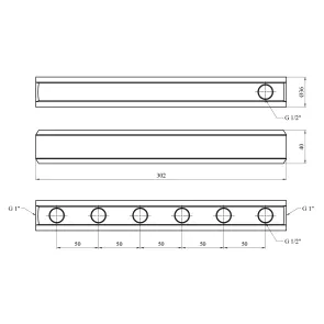 Колектор балка Karro на 6 виходів 1"x1/2" РВ латунний KR-2001 №2