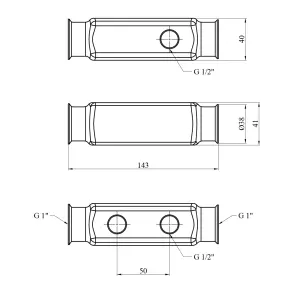 Коллектор Karro на 2 выхода 1"х1/2" РО нержавеющая сталь KR-1003 №2