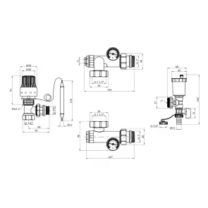 Колекторна група в зборі Karro 3/4" з термостатичним кутовим краном, нікельована KR-88001 №2