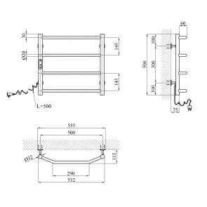 Сушарка для рушників електрична Kroner KRP Diva EL500x500-4 №2