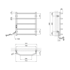 Полотенцесушитель электрический Kroner KRP Diva EL600x500-5 №2
