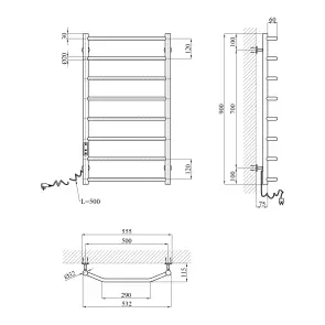 Сушарка для рушників електрична Kroner KRP Diva EL900x500-8 №2