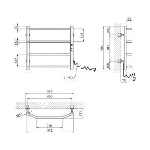 Полотенцесушитель электрический Kroner KRP Diva ER500x500-4 №2