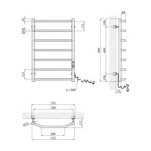 Сушарка для рушників електрична Kroner KRP Diva ER800x500-7 №2