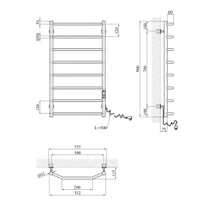 Сушарка для рушників електрична Kroner KRP Diva ER900x500-8 №2