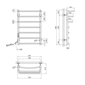 Сушарка для рушників електрична Kroner KRP Prima EL800x500-7 №2