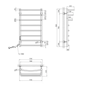 Полотенцесушитель электрический Kroner KRP Prima EL900x500-8 №2