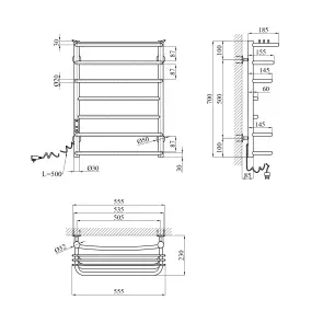 Полотенцесушитель электрический Kroner KRP Stern EL700x500-7 №2
