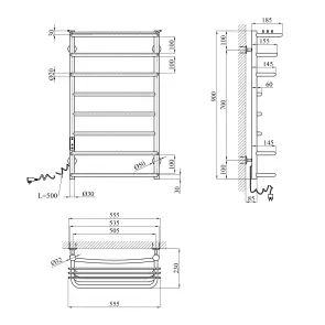 Сушарка для рушників електрична Kroner KRP Stern EL900x500-8 №2