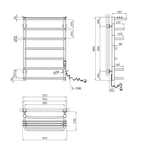 Полотенцесушитель электрический Kroner KRP Stern ER800x500-7 №2