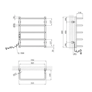 Полотенцесушитель электрический Kroner KRP Stil EL600x500-5 №2