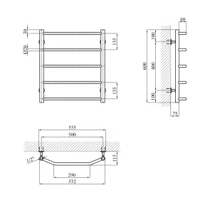 Полотенцесушитель водяной Kroner KRP Diva WT600x500-5 №2
