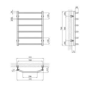 Сушарка для рушників водяна Kroner KRP Diva WT700x500-6 №2