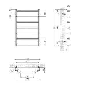 Сушарка для рушників водяна Kroner KRP Diva WT800x500-7 №2