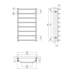 Сушарка для рушників водяна Kroner KRP Diva WT900x500-8 №2