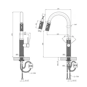 Змішувач для кухні Kroner KRP Edelstahl Berg - GRP030-T №2