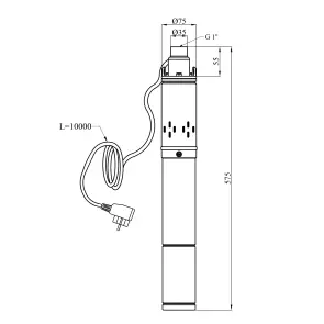 Насос глубинный шнековый Agua 3S QGD 1.8-75-0.37 Hmax 75 м Qmax 30 л/мин P 370 Вт со встроенным конденсатором №2