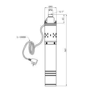 Насос глибинний шнековий Agua 4S QGD2,1-80-0,37 Hmax 80 м Qmax 35 л/хв P 370 Вт з вбудованим конденсатором №2
