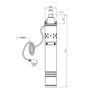 Насос глибинний шнековий Agua 4S QGD2,4-90-0,50 Hmax 90 м Qmax 40 л/хв P 500 Вт з вбудованим конденсатором №2