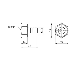 Штуцер Karro 3/4" РВ, D=12 мм нікельований KR-820 №2