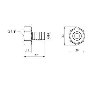 Штуцер Karro 3/4" РВ, D=14 мм нікельований KR-820 №2