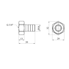 Штуцер Karro 3/4" РО, D=16 мм никелированный KR-820 №2