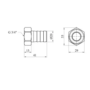 Штуцер Karro 3/4" РВ, D=20 мм нікельований KR-820 №2