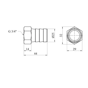 Штуцер Karro 3/4" РВ, D=25 мм нікельований KR-820 №2