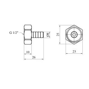 Штуцер Karro 1/2" РО, D=8 мм никелированный KR-820 №2