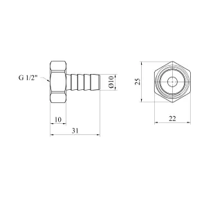 Штуцер Karro 1/2" РВ, D=10 мм нікельований KR-820 №2