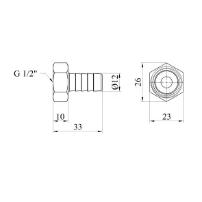 Штуцер Karro 1/2" РВ, D=12 мм нікельований KR-820 №2