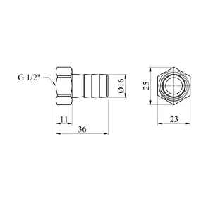 Штуцер Karro 1/2" РО, D=16 мм никелированный KR-820 №2