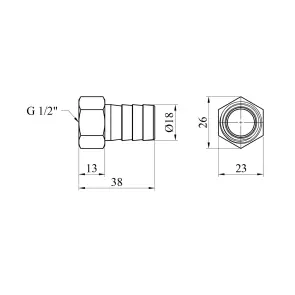 Штуцер Karro 1/2" РВ, D=18 мм нікельований KR-820 №2