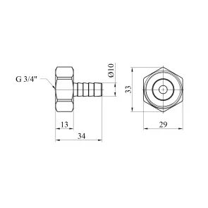 Штуцер Karro 3/4" РВ, D=10 мм нікельований KR-820 №2