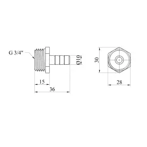Штуцер Karro 3/4" РЗ, D=10 мм нікельований KR-821 №2
