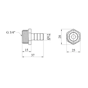 Штуцер Karro 3/4" РЗ, D=12 мм нікельований KR-821 №2