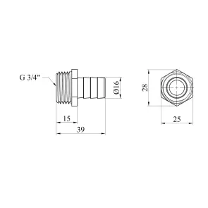 Штуцер Karro 3/4" РЗ, D=16 мм нікельований KR-821 №2