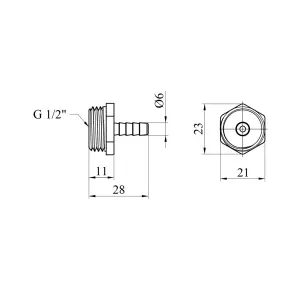 Штуцер Karro 1/2" РЗ, D=6 мм нікельований KR-821 №2