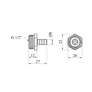Штуцер Karro 1/2" РЗ, D=8 мм никелированный KR-821 №2