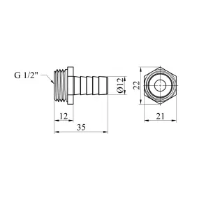 Штуцер Karro 1/2" РЗ, D=12 мм нікельований KR-821 №2