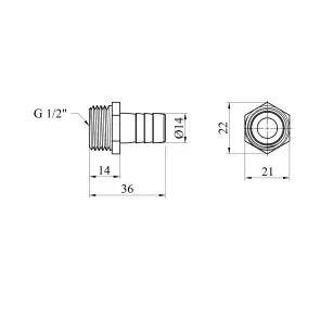 Штуцер Karro 1/2" РЗ, D=14 мм нікельований KR-821 №2